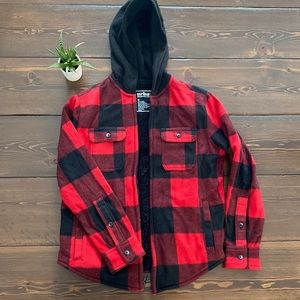 Boy’s Buffalo plaid fleece hoodie